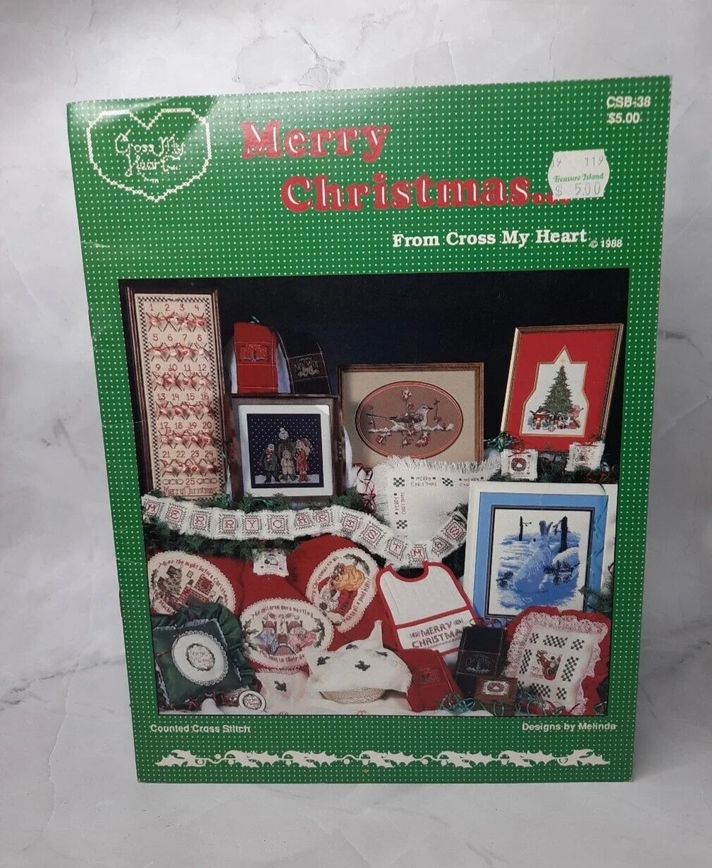 1988 Cross My Heart Cross Stitch Pattern Leaflet Merry Christmas 23 Charts